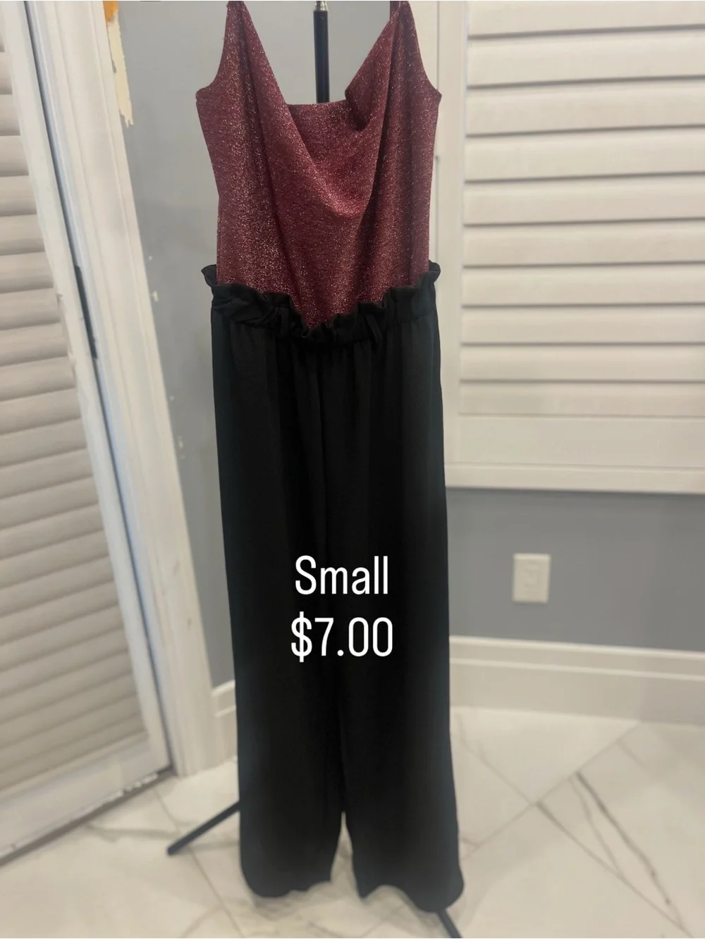 Sparkle Maroon and Black Jumpsuit - Small